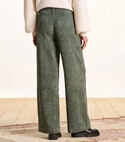 DAMES La Fée Maraboutée Kaki fluwelen broek met wijde pasvorm