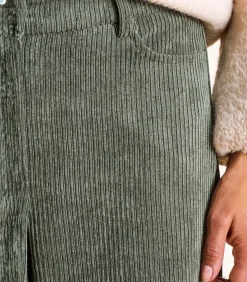 DAMES La Fée Maraboutée Kaki fluwelen broek met wijde pasvorm