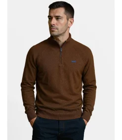 Heren J&JOY Kaki herentrui met ritskraag