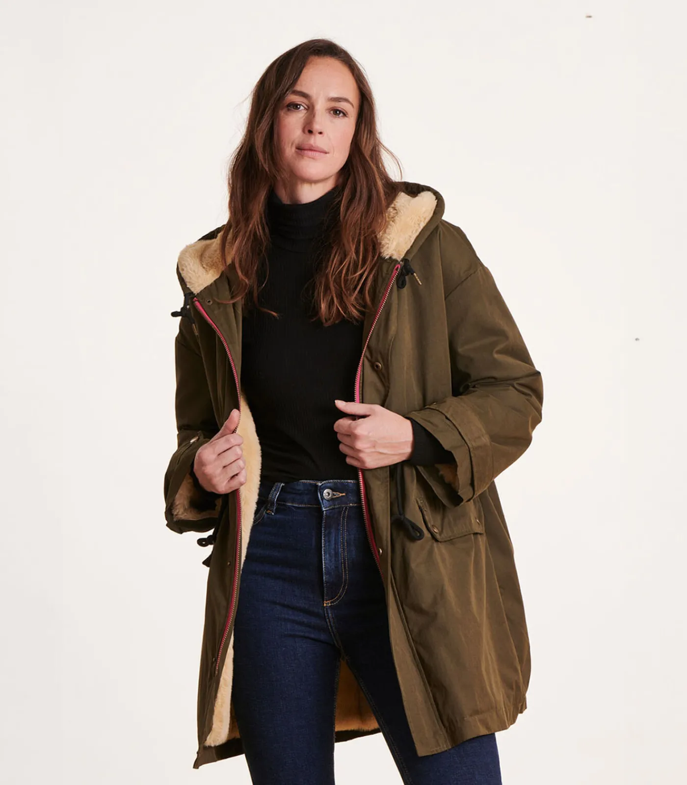 DAMES La Fée Maraboutée Kaki parka halflange capuchon