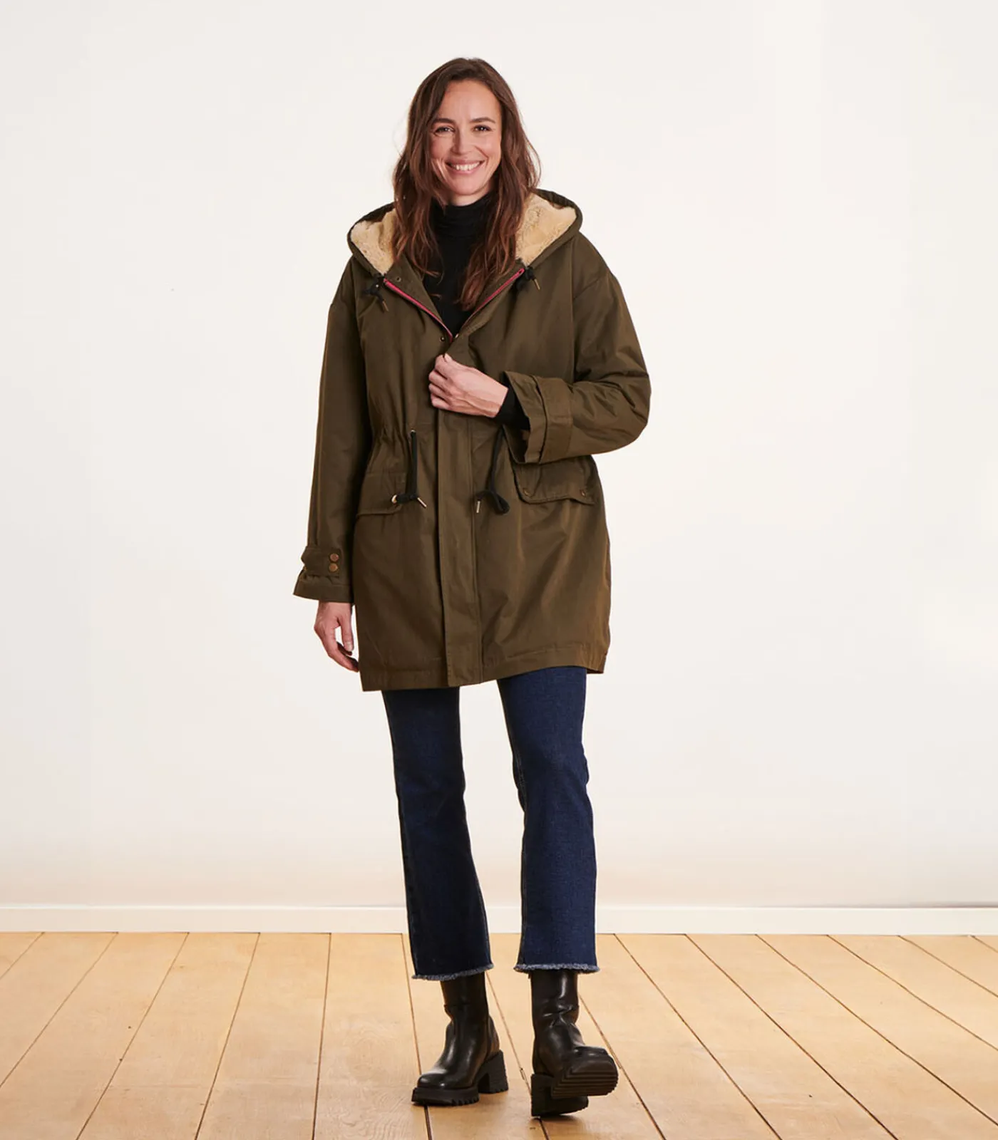DAMES La Fée Maraboutée Kaki parka halflange capuchon