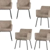 Best Kam Eetkamerstoelen - Polyester - Zand - Set van 6 Stoelen