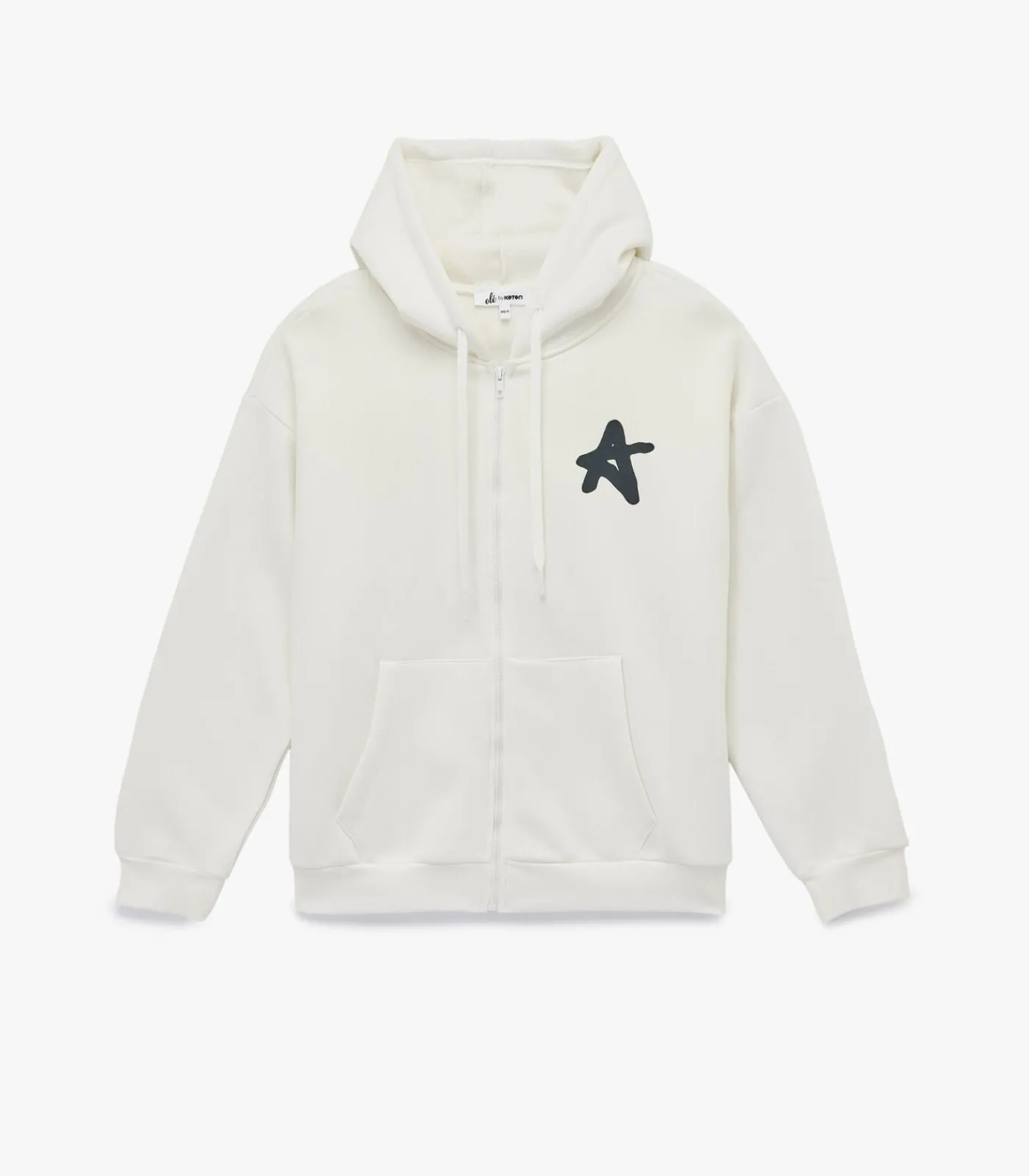 DAMES Koton Kapstok Ecru Sweatshirt met Rits en Capuchon Met Print