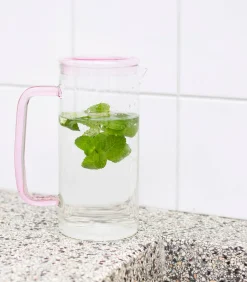 Karaf 120cl met deksel roze Cruse Glazen & Karaffen