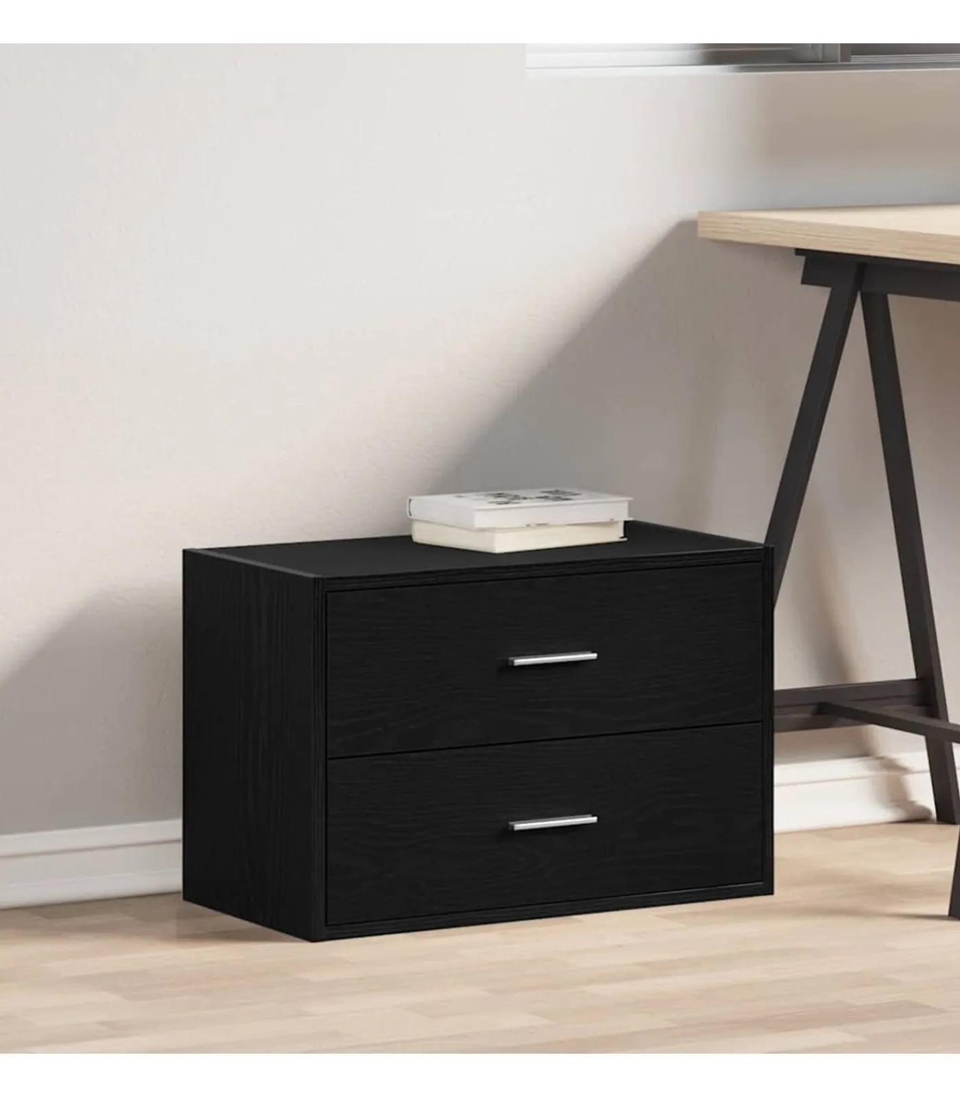 Kast met 2 lades 60x31x40 cm bewerkt hout zwart eikenkleurig Meubels