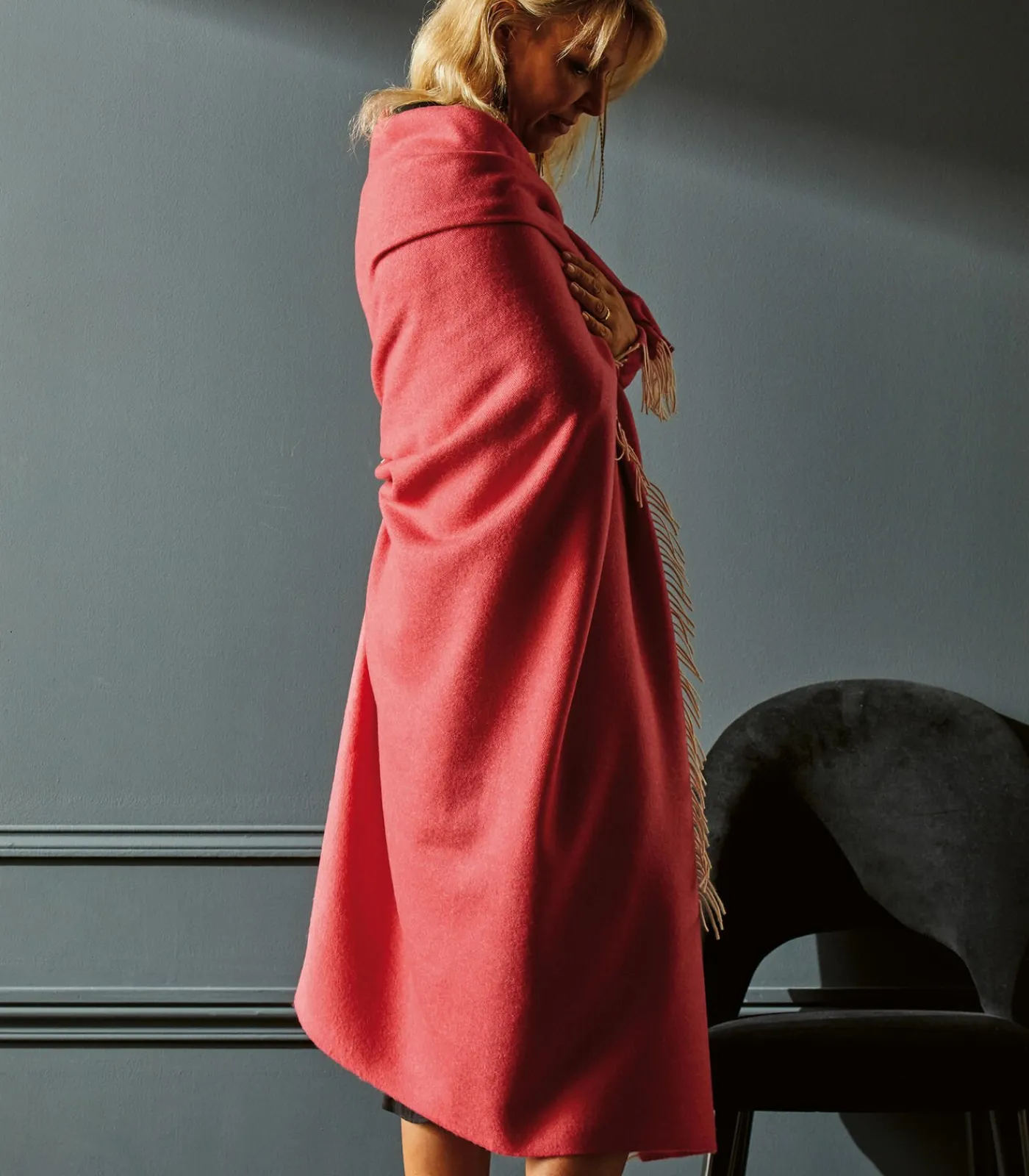 Blanc des Vosges KATMANDOU bois de rose - Plaid Merino