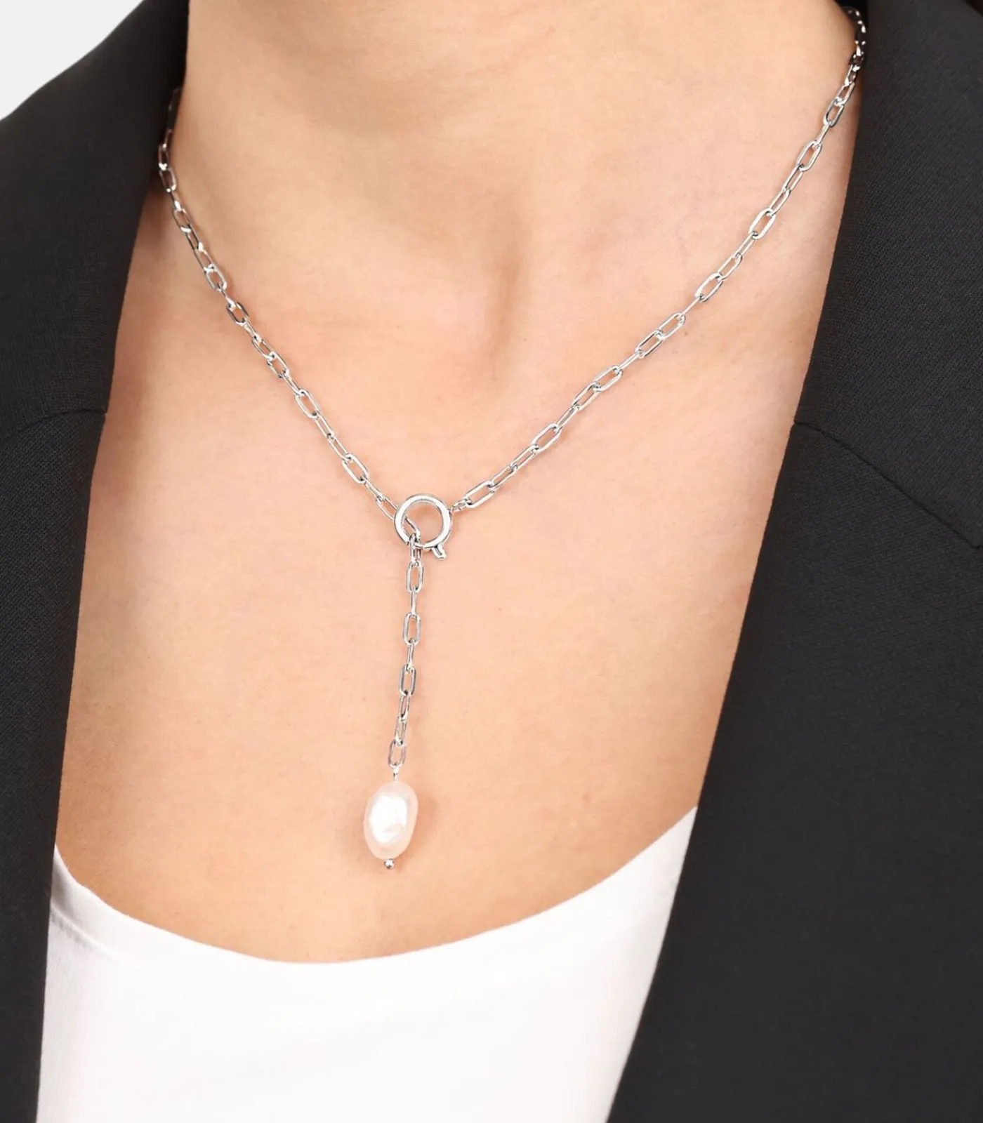 Sale Ketten mit Anhänger voor dames, roestvrij staal, gekweekte zoetwaterparel DAMES Halskettingen