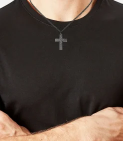 Heren s.Oliver Ketting met hanger voor mannen, kruis van roestvrij staal