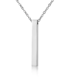 New Ketting met Long Bar Hanger - Zilver Kleurig - Staal Heren Kettingen