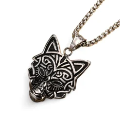 Best Ketting met Nordic Wolf Hanger - Zilver Kleurig - Staal Heren Kettingen