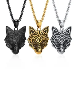 Best Ketting met Nordic Wolf Hanger - Zilver Kleurig - Staal Heren Kettingen