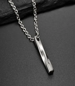 Clearance Ketting met Twisted Long Bar Hanger - Zilver Kleurig Heren Kettingen