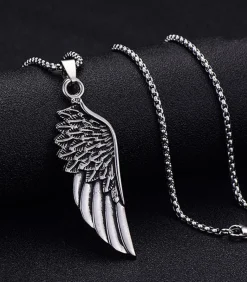 Sale Ketting met Vleugel Hanger - Staal Heren Kettingen