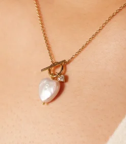 DAMES Lucardi Ketting Zilver 45 cm - Parel