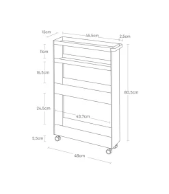 YAMAZAKI Keukentrolley 4 niveaus - Tower - Wit