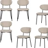 Discount Kjeld Eetkamerstoelen - Polyester - Naturel - Set van 6 Stoelen