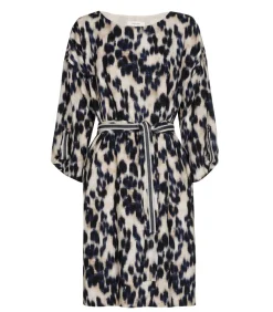 DAMES Marie Méro Kleedje met dierenprint in blauw en beige