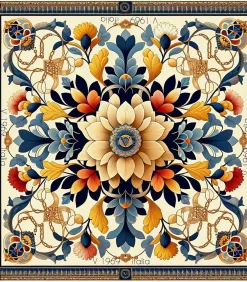 DAMES V1969 Koningsbloemen zijde carré