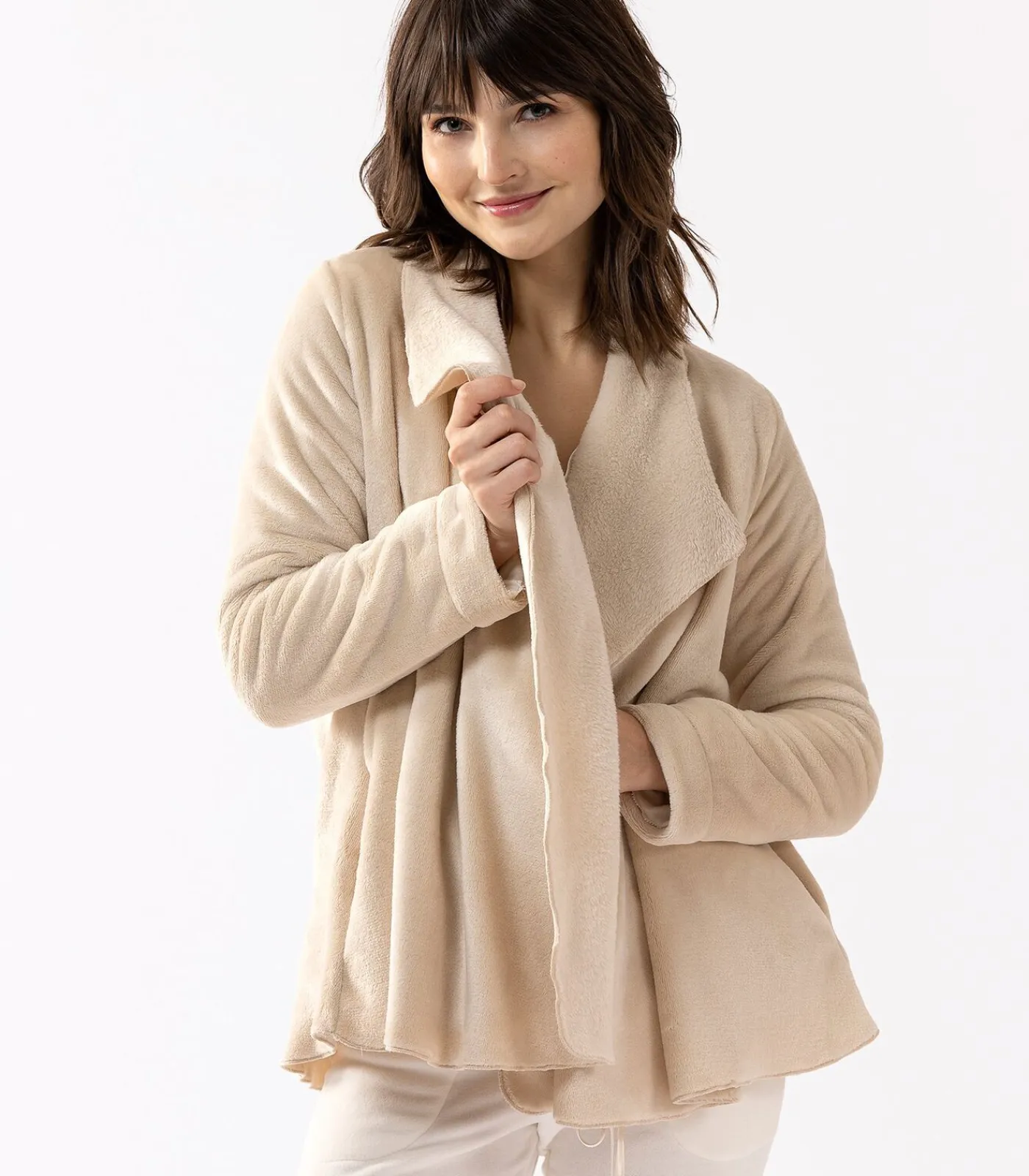 Kort jasje van flanellen pluche ESSENTIEL H73B DAMES Loungewear