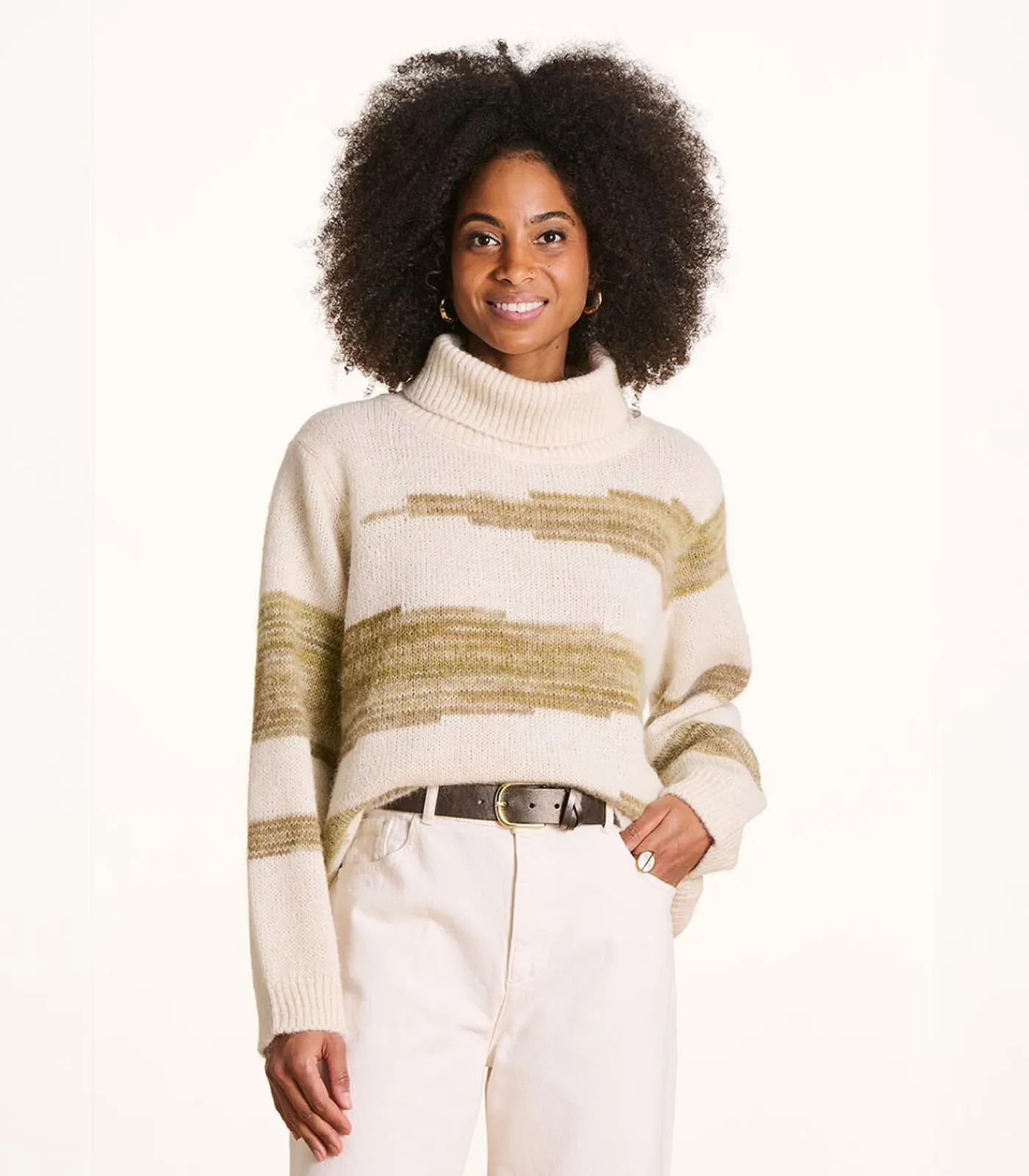 Hot Korte bicolor trui met coltrui en patroon DAMES Truien & Cardigans