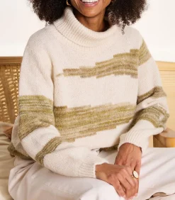 Hot Korte bicolor trui met coltrui en patroon DAMES Truien & Cardigans