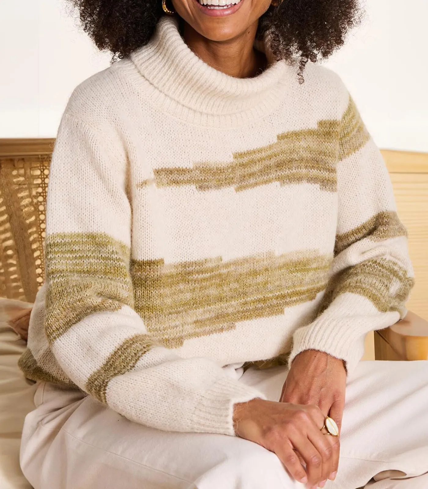 Hot Korte bicolor trui met coltrui en patroon DAMES Truien & Cardigans