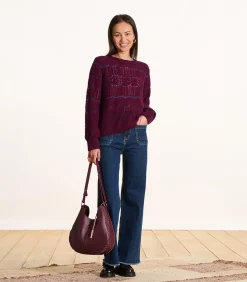 DAMES La Fée Maraboutée Korte trui in opengewerkte stof met ronde hals