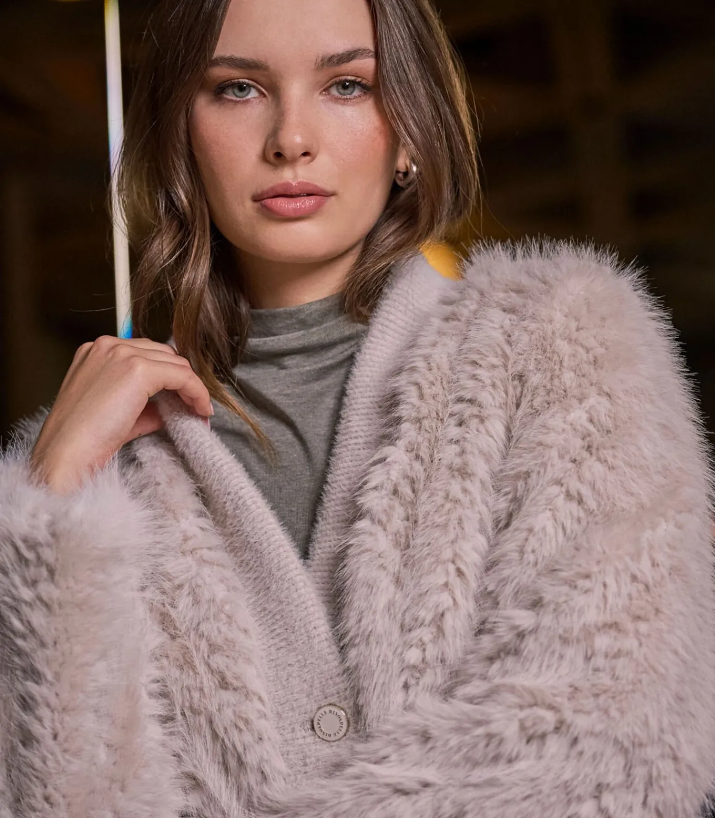 Outlet Korte jas van imitatiebont Berken M DAMES Jassen