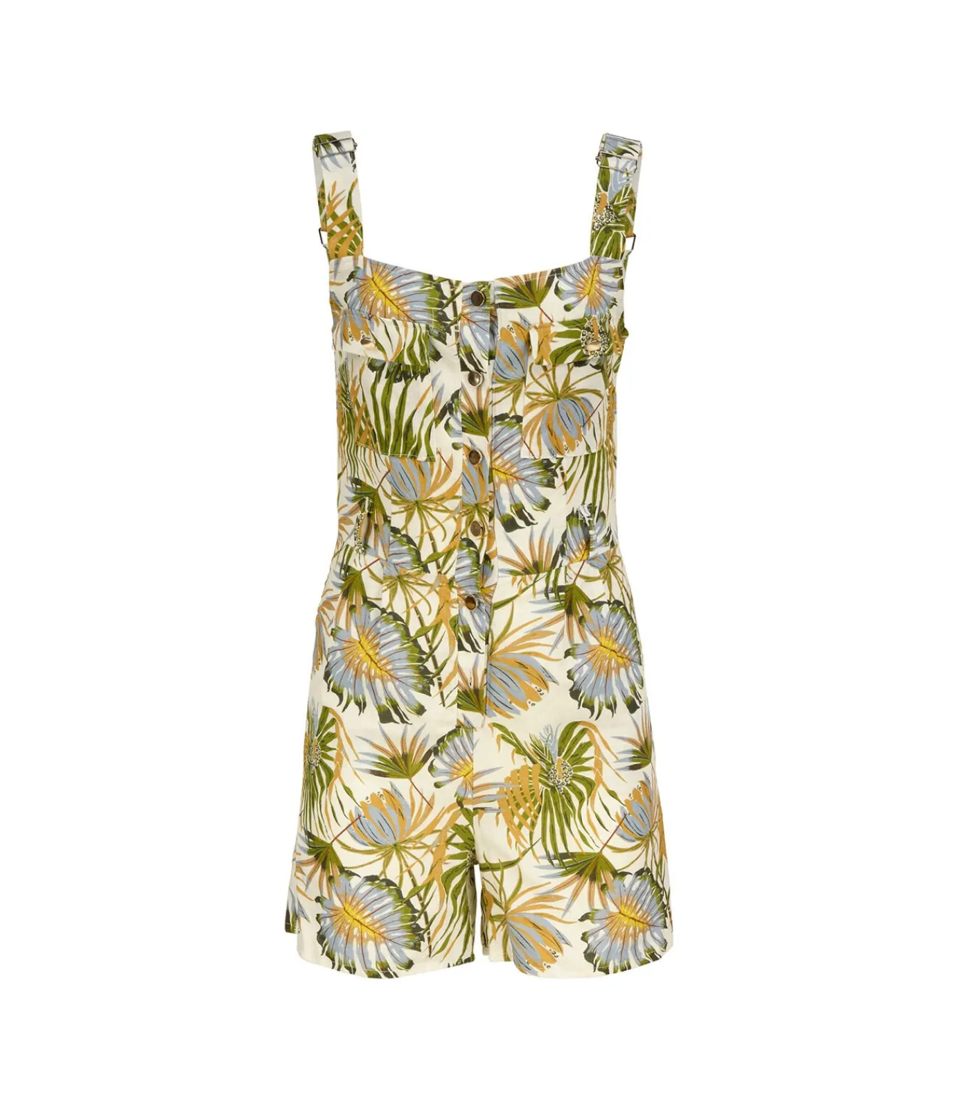 Discount Korte jumpsuit met bloemprint en verstelbare bandjes DAMES Jumpsuits