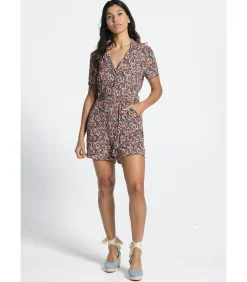 New Korte Jumpsuit met korte mouwen en sjaalkraag DAMES Jumpsuits