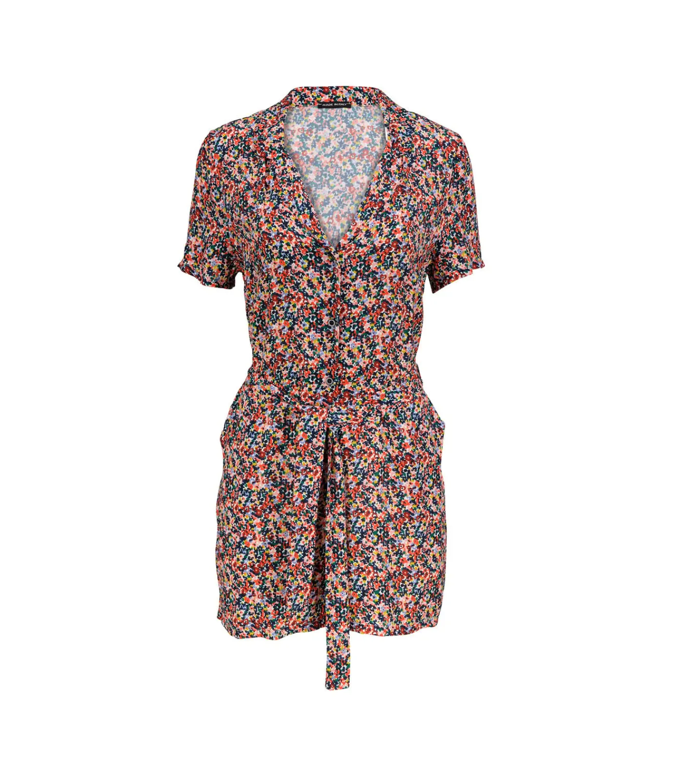 New Korte Jumpsuit met korte mouwen en sjaalkraag DAMES Jumpsuits