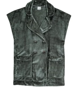 Sale Korte mouwen jasje met knopen van pluche flanel ESSENTIEL H76A DAMES Loungewear