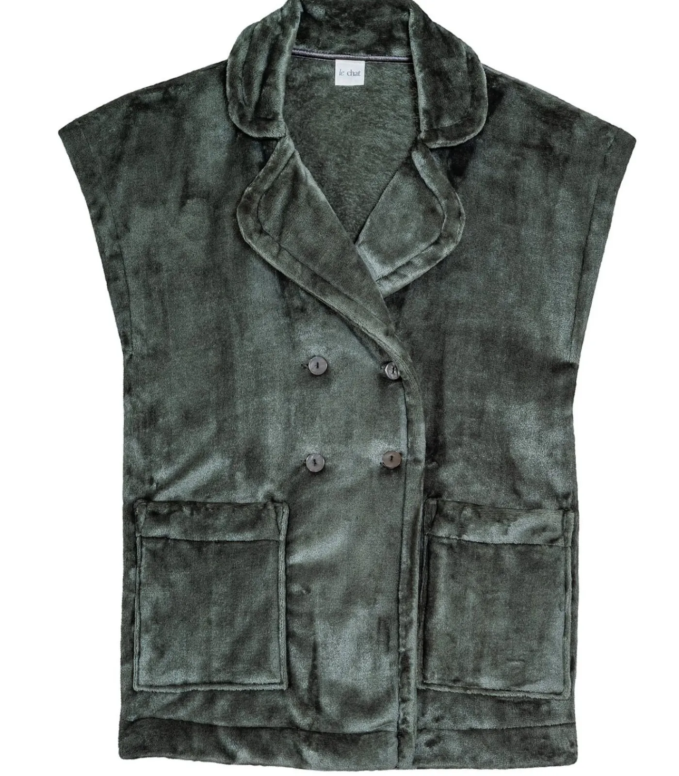 Sale Korte mouwen jasje met knopen van pluche flanel ESSENTIEL H76A DAMES Loungewear