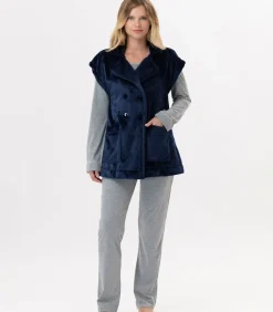 DAMES LE CHAT Korte mouwen jasje met knopen van pluche flanel ESSENTIEL H76A