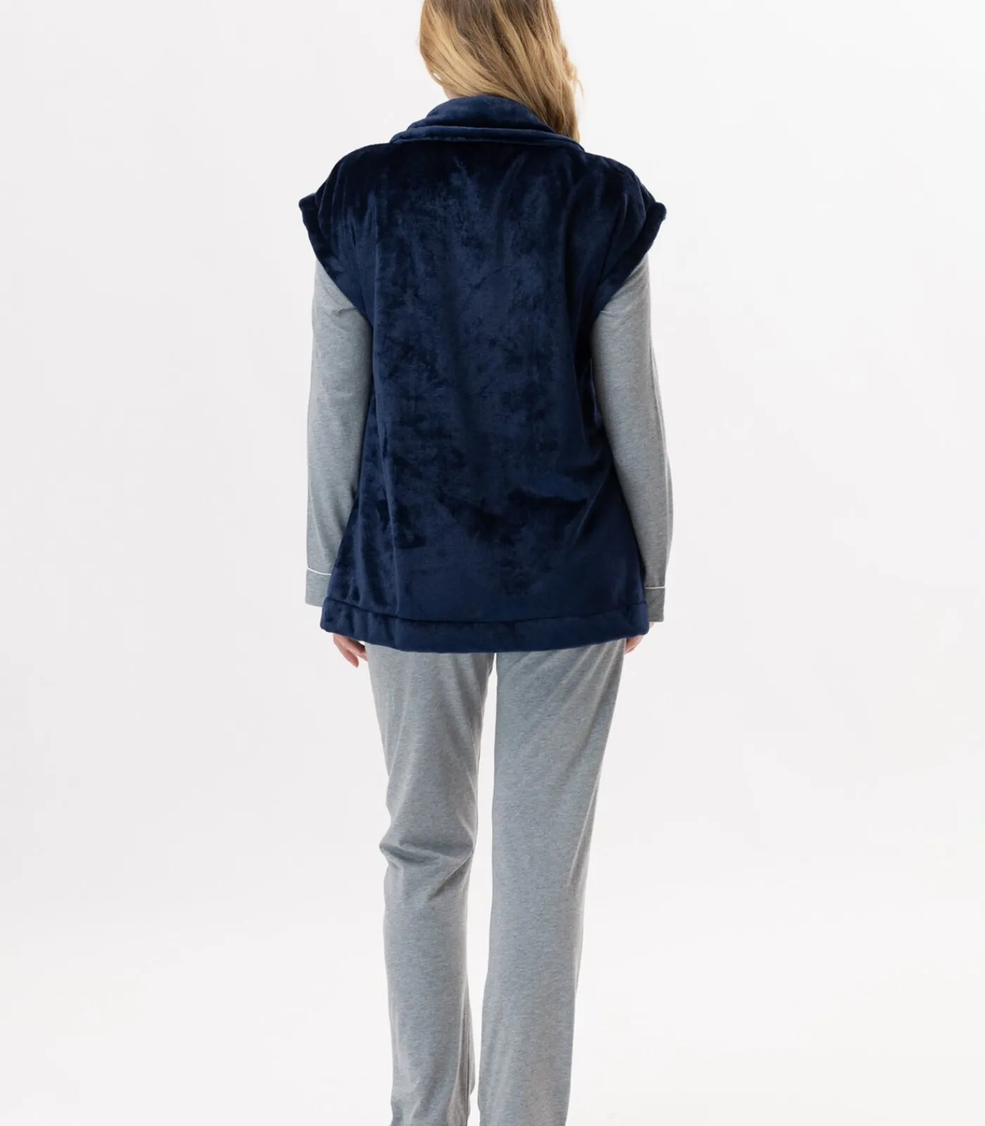 DAMES LE CHAT Korte mouwen jasje met knopen van pluche flanel ESSENTIEL H76A