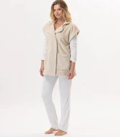 Online Korte mouwen jasje met knopen van pluche flanel ESSENTIEL H76A DAMES Loungewear