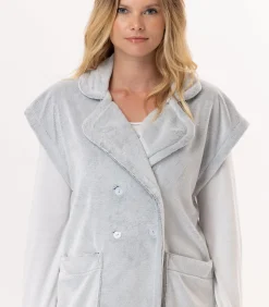 DAMES LE CHAT Korte mouwen jasje met knopen van pluche flanel ESSENTIEL H76A