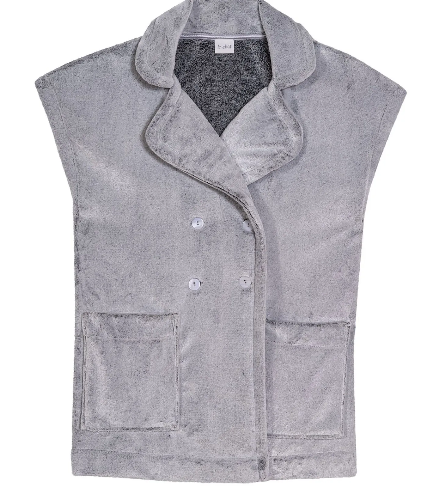 DAMES LE CHAT Korte mouwen jasje met knopen van pluche flanel ESSENTIEL H76A