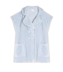 New Korte mouwen jasje met knopen van pluche flanel ESSENTIEL H76A DAMES Loungewear