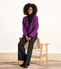 Discount Korte paarse gilet in opengewerkte stof DAMES Jassen