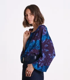 DAMES La Fée Maraboutée Korte paarse top met lange mouwprint