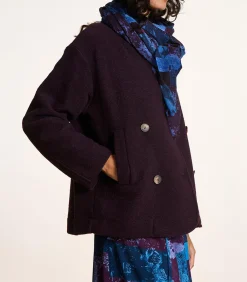 New Korte pruimkleurige jas van boiled wool DAMES Jassen