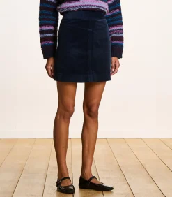 Sale Korte rok in marineblauw fluweel DAMES Rokken