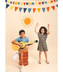 Kinderen J&JOY Korte wijd uitlopende jurk met bloemenpatronen