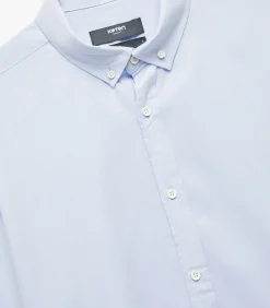 Heren Koton Buttoned Neck Shirt