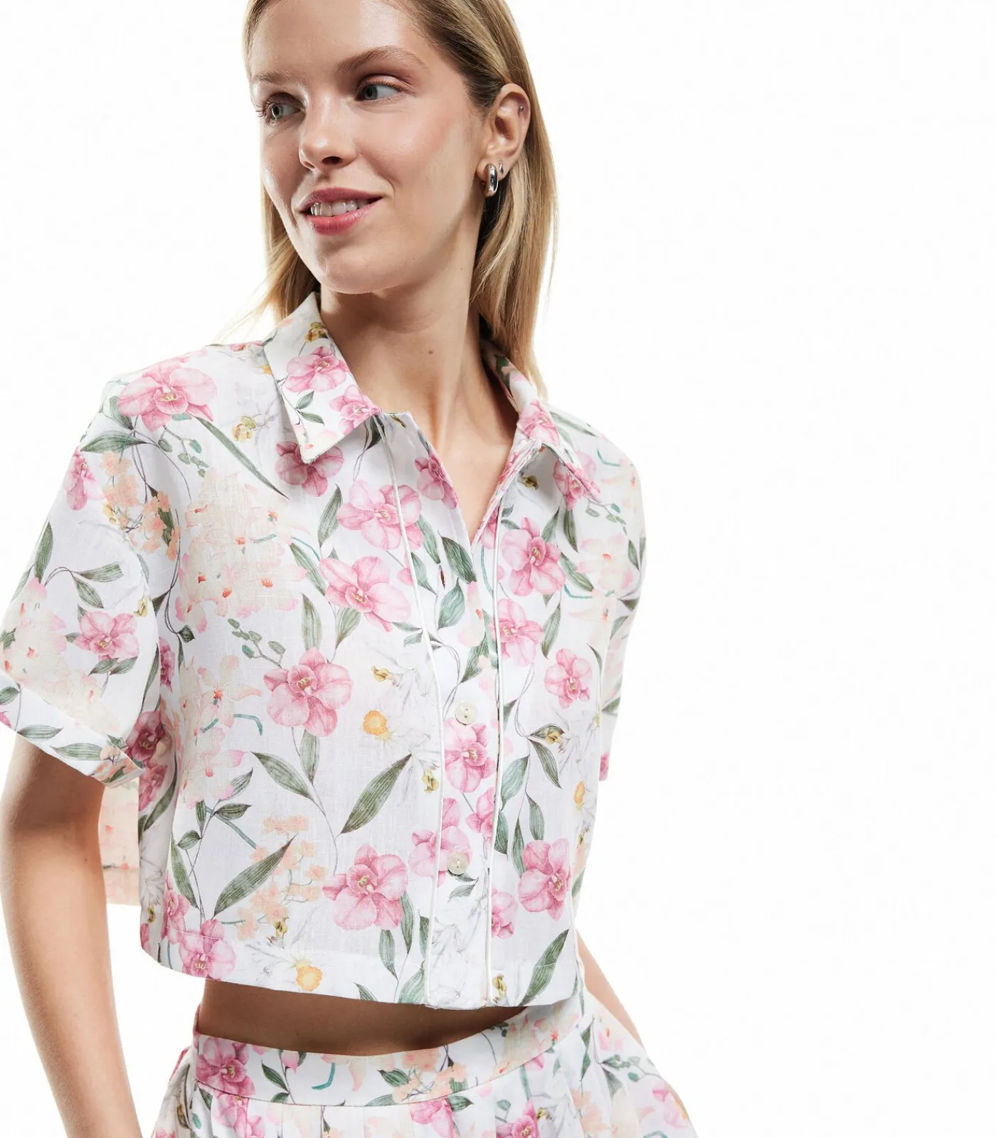 DAMES Koton Floral Crop Shirt