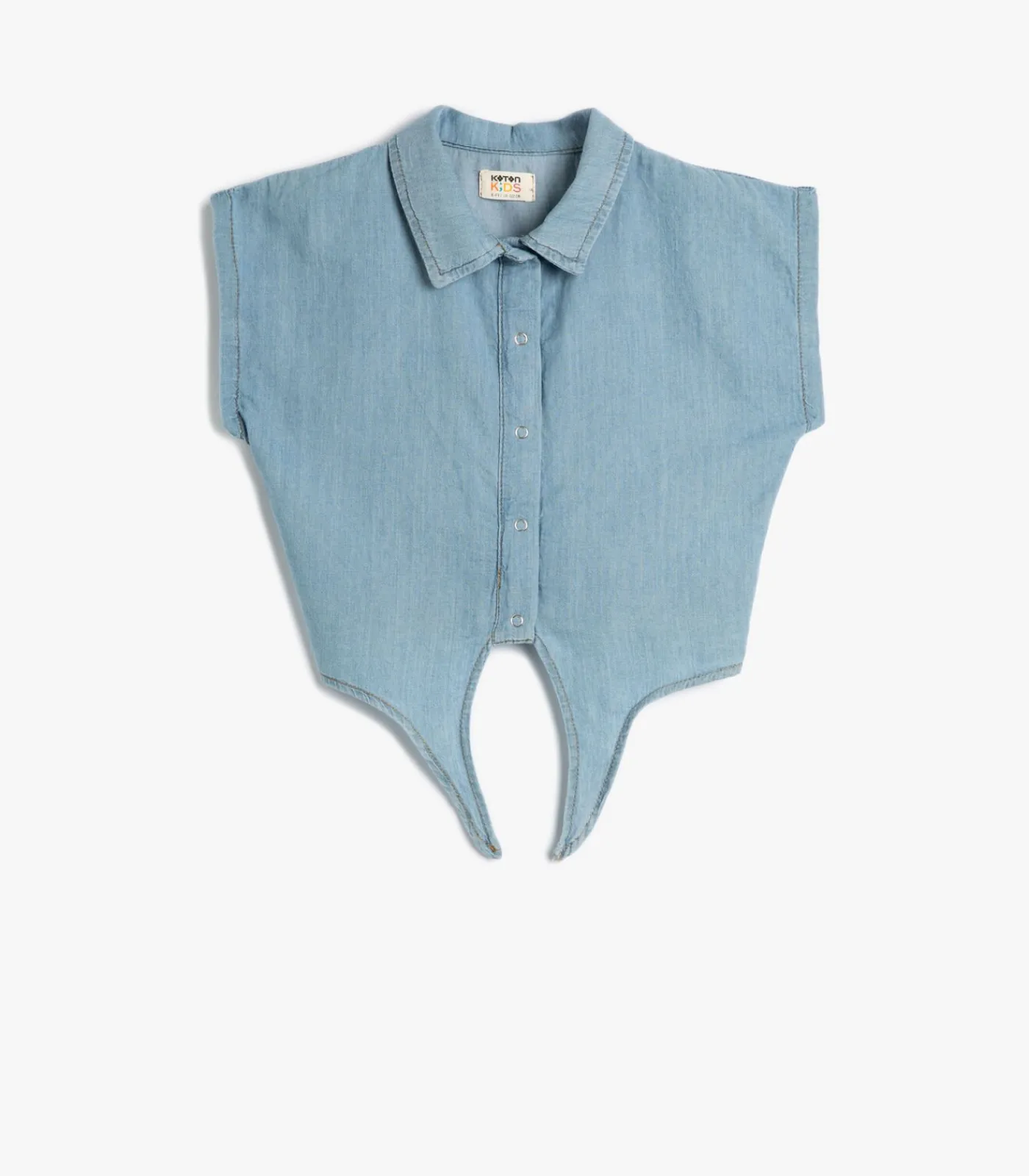Best GIRLS Crop Jean Shirt Tie-Front Detail Short Sleeve Cotton Kinderen Jassen