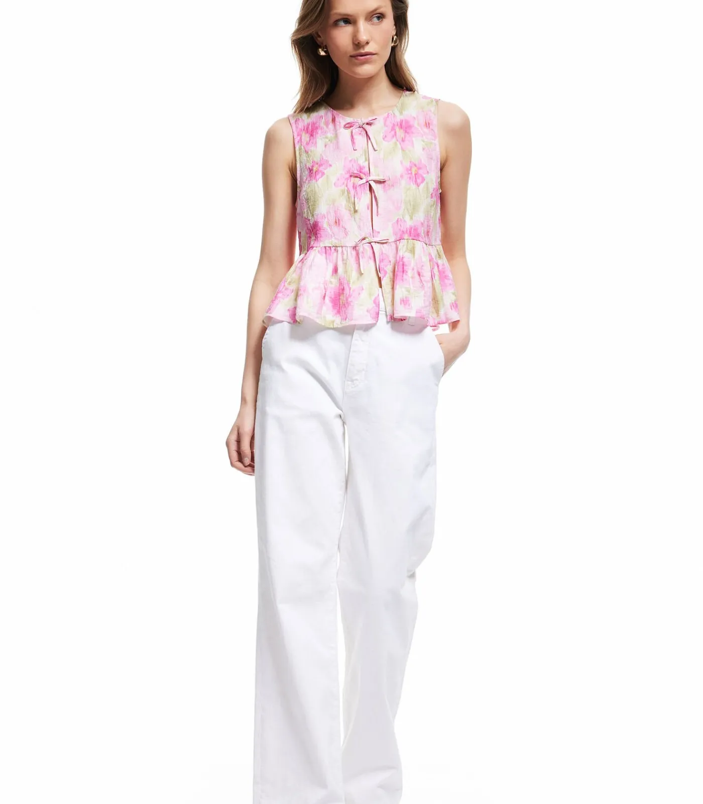 Online Sleeveless Floral Blouse DAMES Overhemden & Blouses