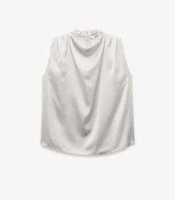 New Sleeveless Satin Blouse DAMES Overhemden & Blouses