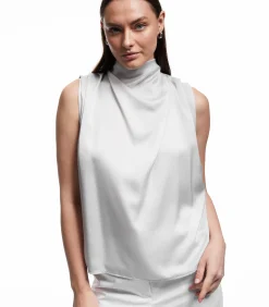 New Sleeveless Satin Blouse DAMES Overhemden & Blouses
